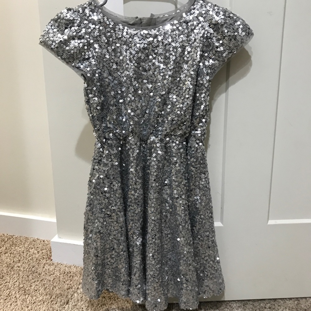 Girls Silver Sequins Gap Dress size Medium